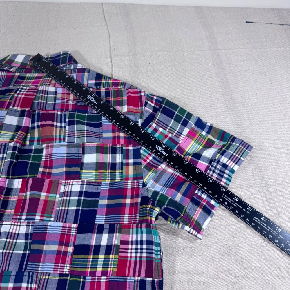 Brooks Brothers Madras Short Sleeve Shirt Mens Large Patchwork Plaid Regent Fit - Picture 7 of 9